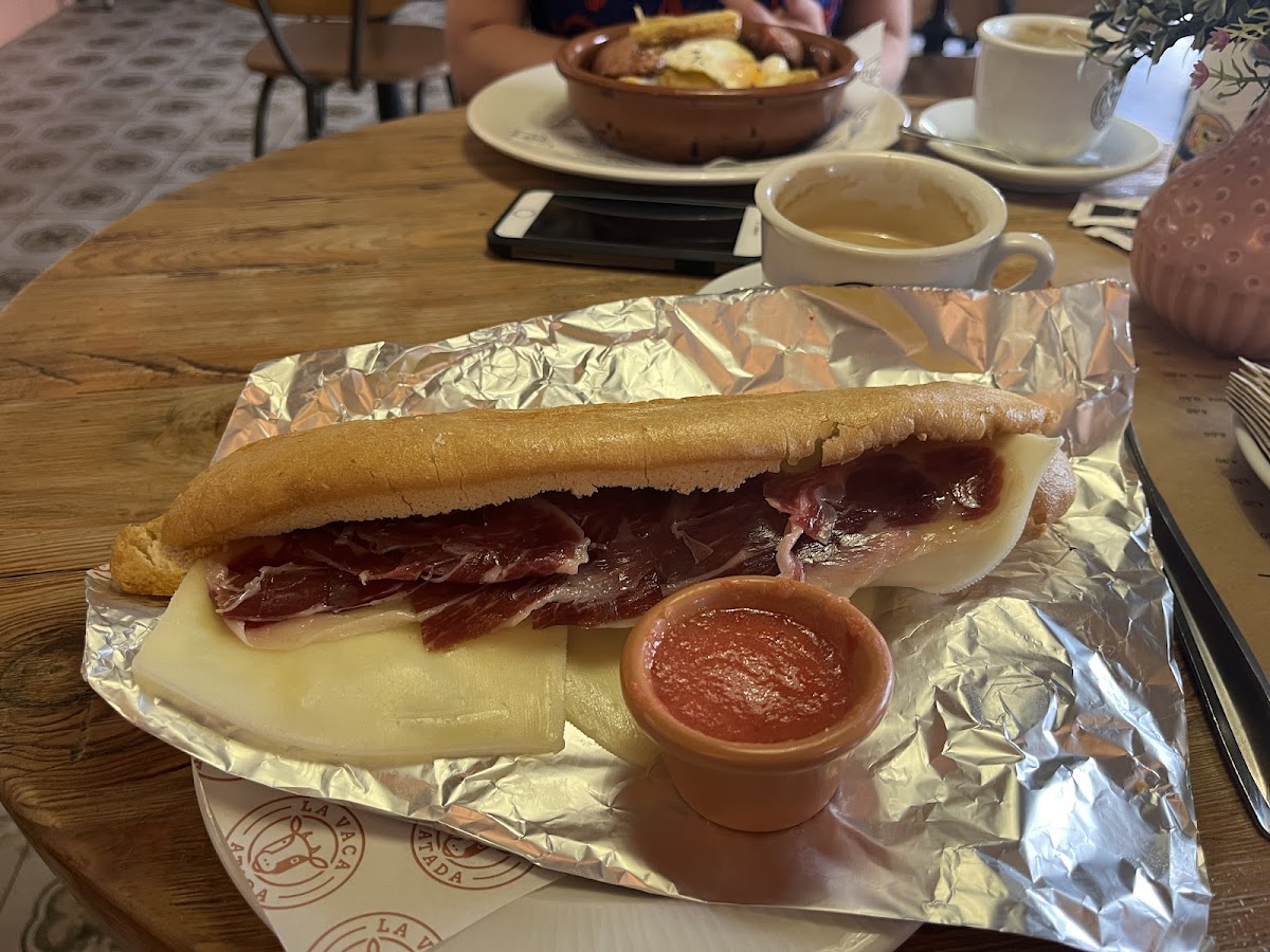 Gluten free iberico ham and cheese sandwich