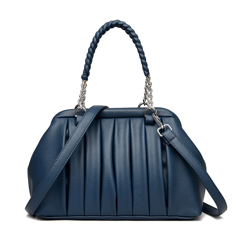 Nieuwe modieuze geplooide geweven draagbare leren dames tas met grote capaciteit, perfect voor elke outfit en gelegenheid.
