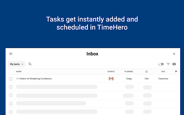 Screenshot of TimeHero for Gmail