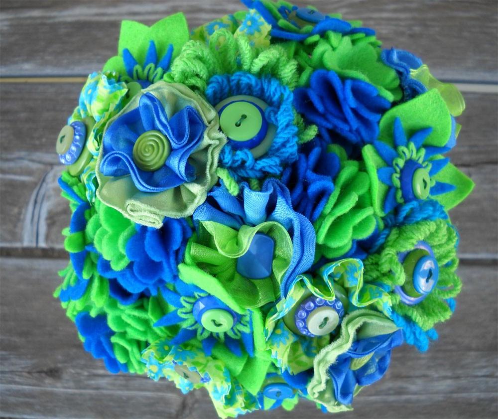 Blue Green Button Wedding