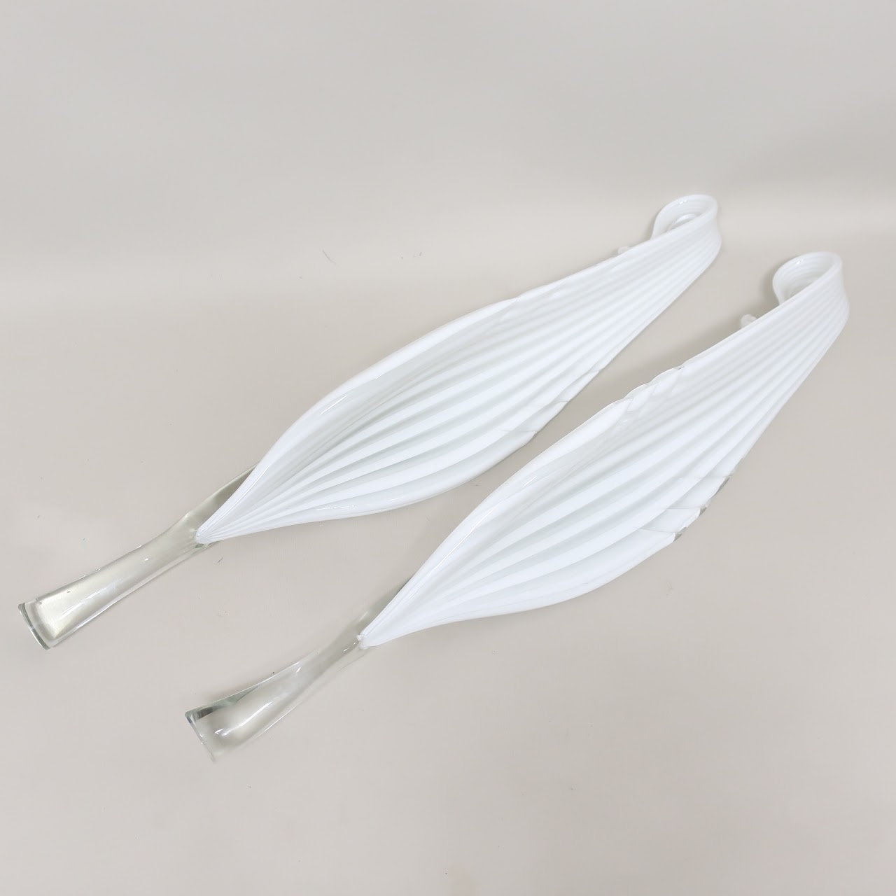 Glass Palm Leaf Pair