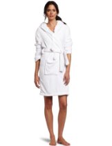 <br />Seven Apparel Hooded Pom Pom Plush Robe, Angelic White