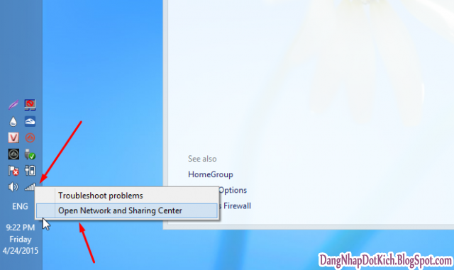 cách vào blogspot khi bị chặn, mở network án sharing center