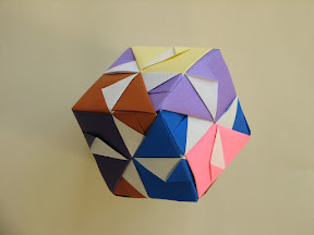 Cube from 6 Daisy Sonobe units by Meenakshi Mukerji: "Marvelous Modular Origami", page 6