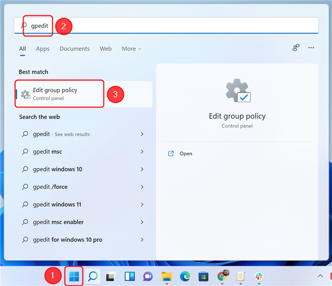 Mở Local Group Policy Editor từ Start Menu