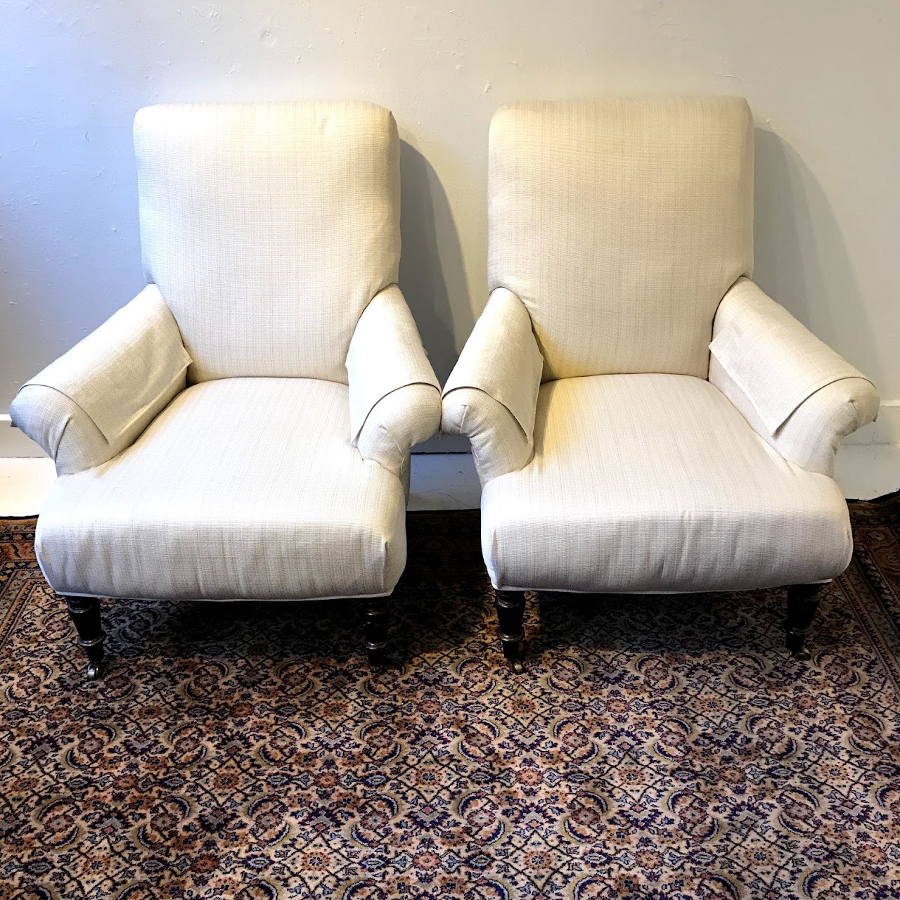 Restoration Hardware English Roll-Arm Chair Pair