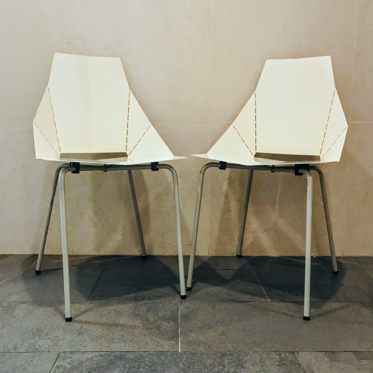 Modern Enameled Metal Chair Pair