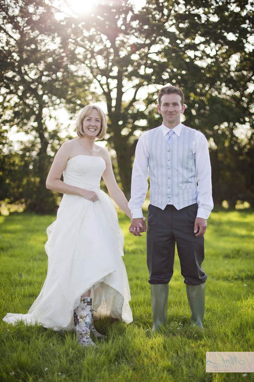 in her wedding dress