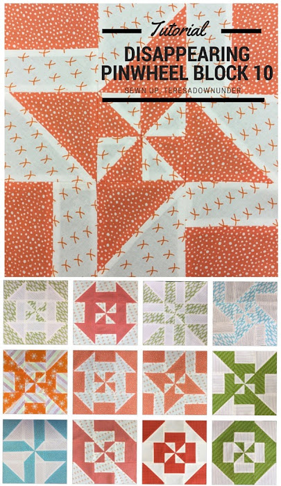 Block 10: Disappearing pinwheel quilt sampler