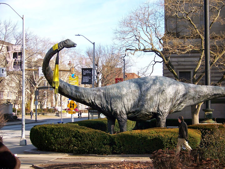 Dippy welcomes visitors to the Carnegie Museum of Natural History, Pittsburgh