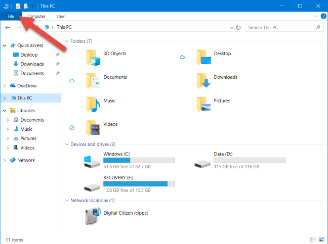 แท็บไฟล์ใน File Explorer