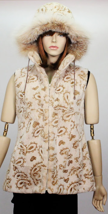 310517 New Women's Cream Sheared Beaver Natural Lynx Fur Vest Jacket Coat 10