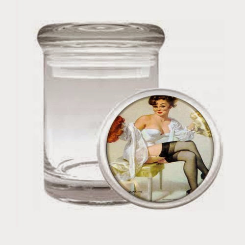  Pin Up Girl Brunette Red Blonde Wigs Odorless Air Tight Medical Glass Jar D-178