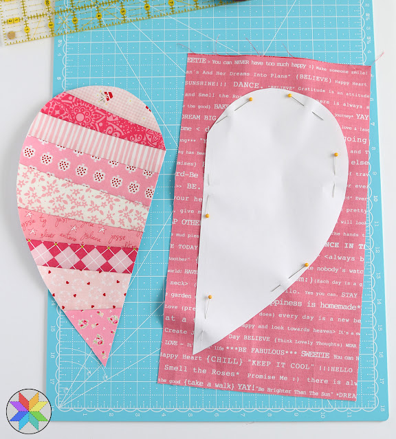 Scrappy heart quilt block tutorial by Andy of A Bright Corner