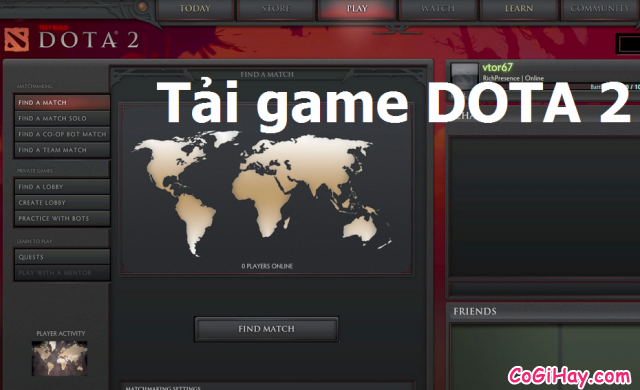 Tải game Dota 2 mới nhất thông qua Steam