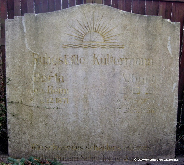 Nagrobek Berty i Alberta Kultermann (cmentarz przy ul. Mokrej, Szczecin-Osów, fot. Agata Freindorf, 2009)