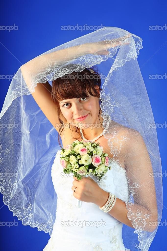 Wedding, bride on a blue background