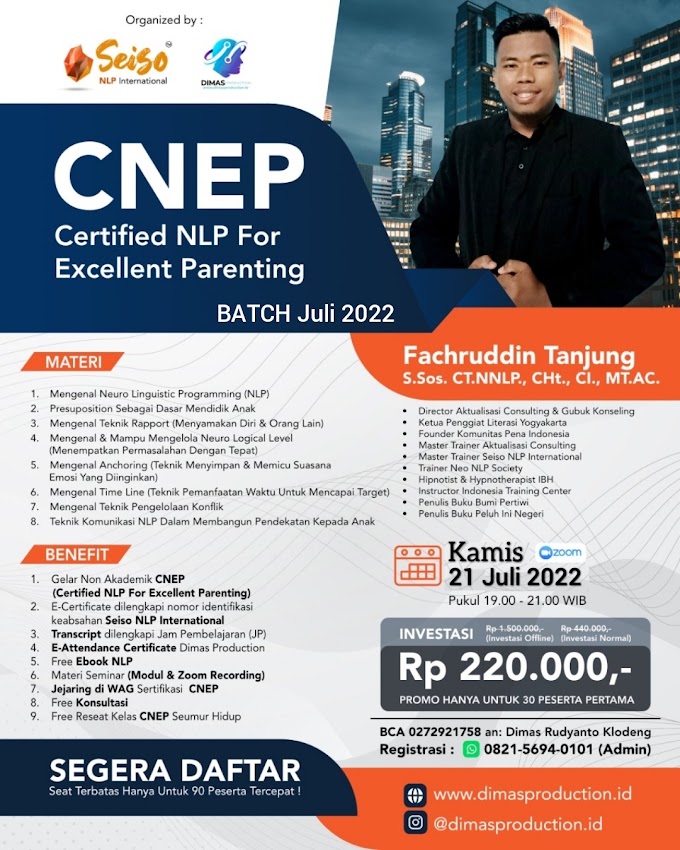 WA.0821-5694-0101 | Certified NLP For Excellent Parenting (CNEP) 21 Juli 2022