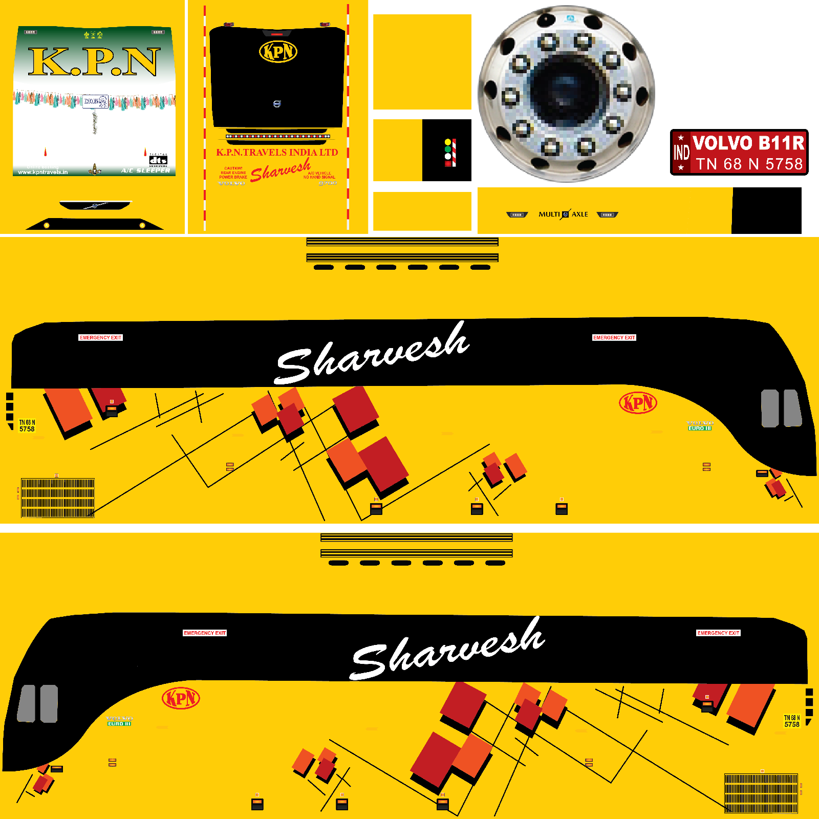  BUSSID  K P N Travels yellow Livery  bus simulator 