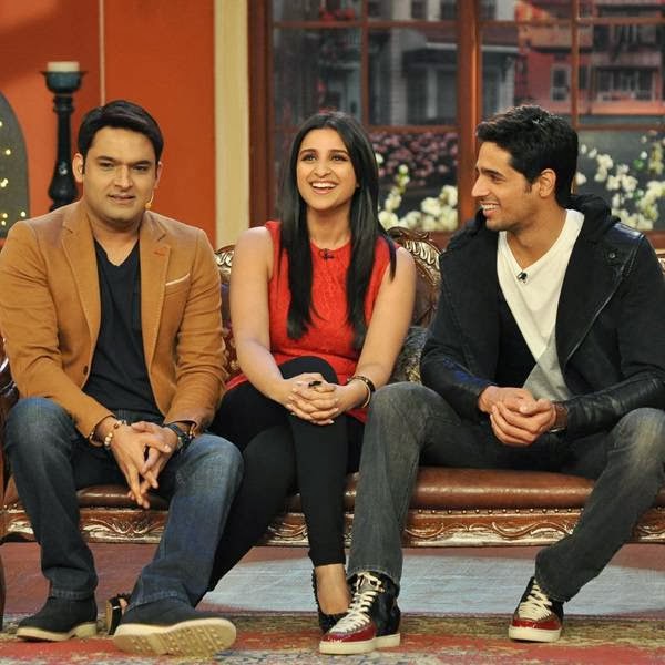 Parineeti Chopra and Sidharth Malhotra during the promotion of the movie Hasee Toh Phasee, on the sets of the TV show Comedy Nights With Kapil. (Pic: Viral Bhayani)