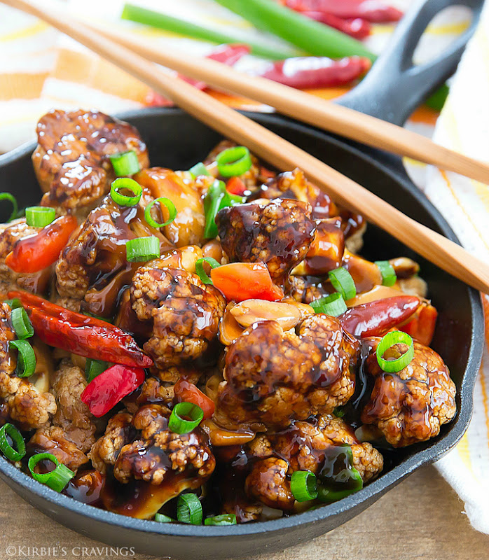 Kung Pao Cauliflower with chopsticks