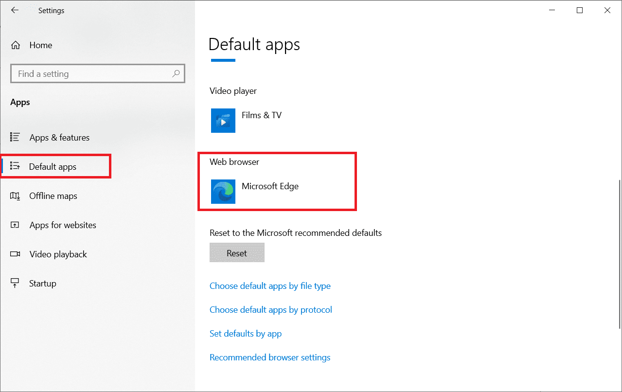 cambie a la sección Aplicaciones predeterminadas en el panel izquierdo.  Desplácese hacia abajo en la pantalla derecha y navegue hasta el menú del navegador web