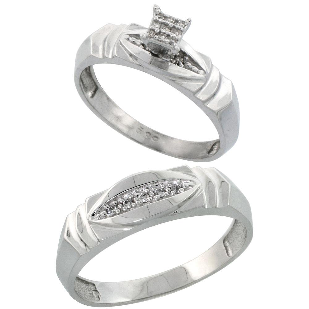 Sterling Silver 2-Piece Diamond Ring Set   Engagement Ring & Mans