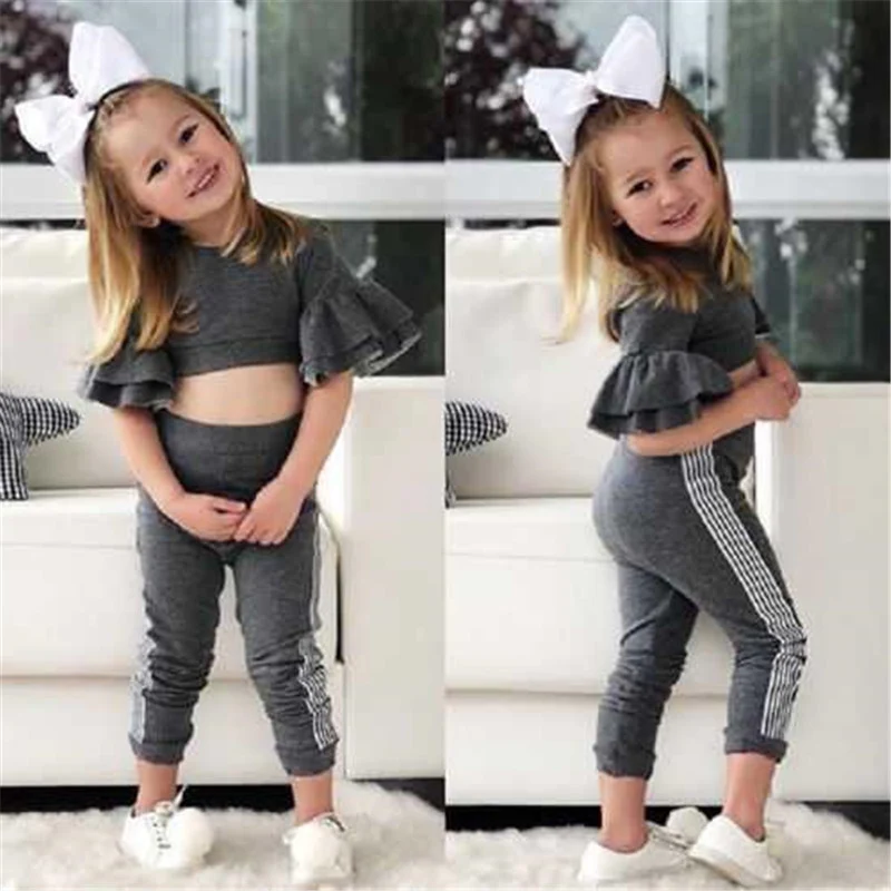 Ensemble t-shirt et pantalon pour bébés filles Automne Vêtements pour filles 2 pièces, confort et style pour les journées d'automne