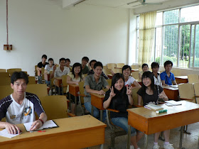 students in classroom at Guangxi Normal University for Nationalities in Longzhou, China