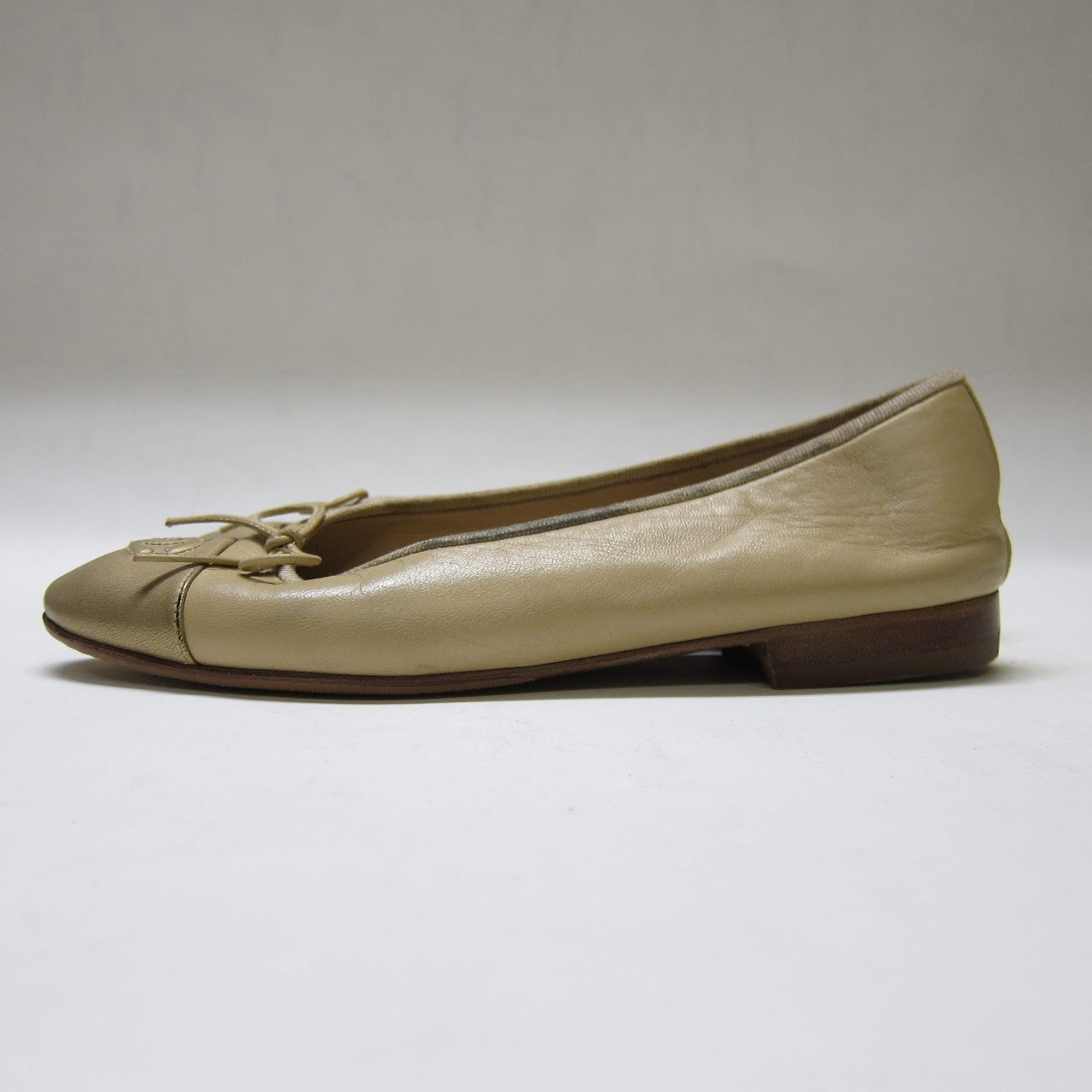 Chanel Bronze Cap-Toe Ballerinas