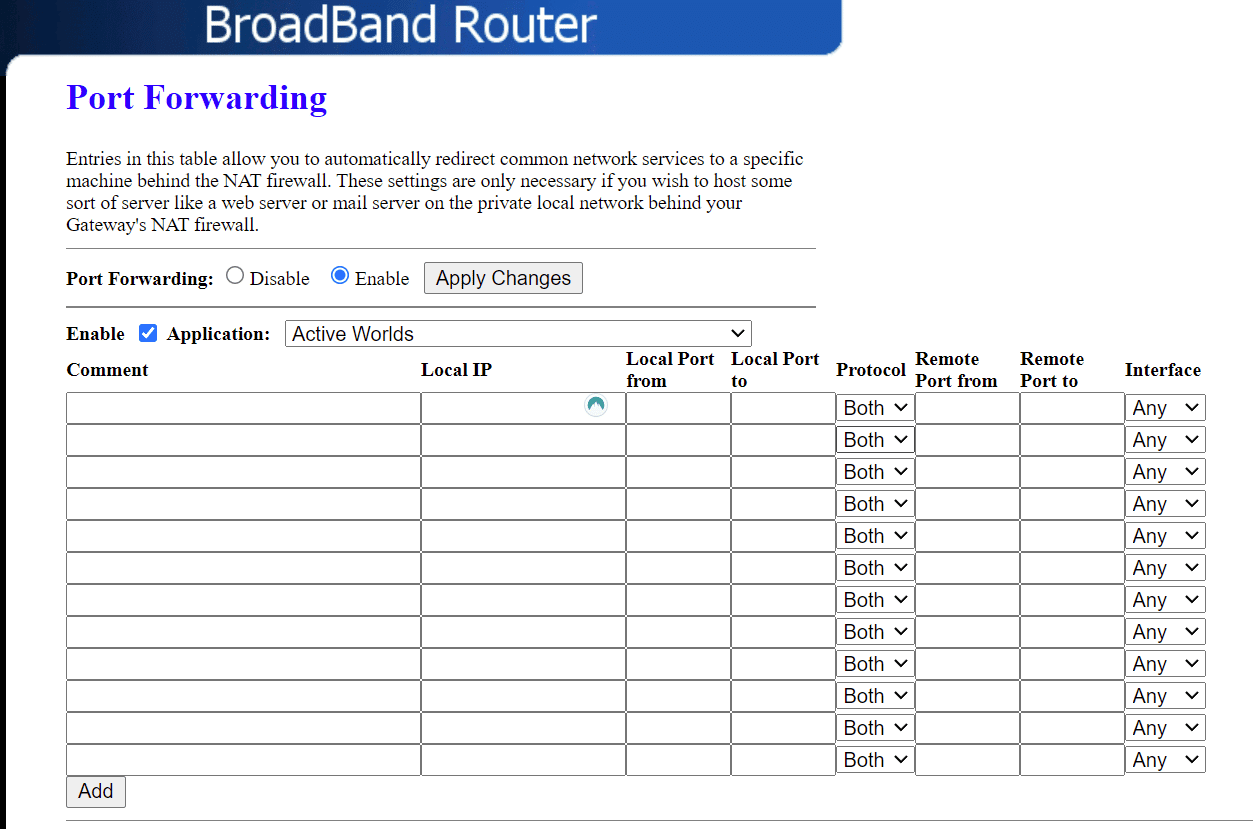 Router di port forwarding