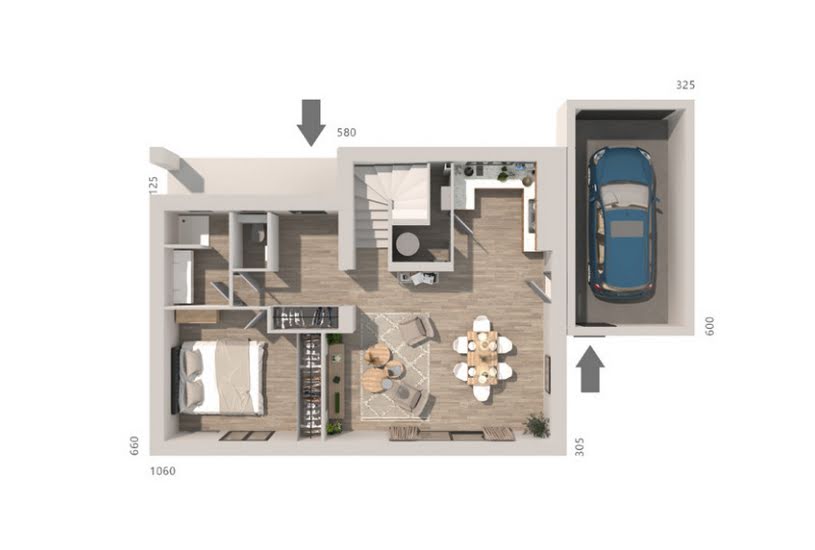  Vente Terrain + Maison - Terrain : 428m² - Maison : 95m² à Ponteilla (66300) 