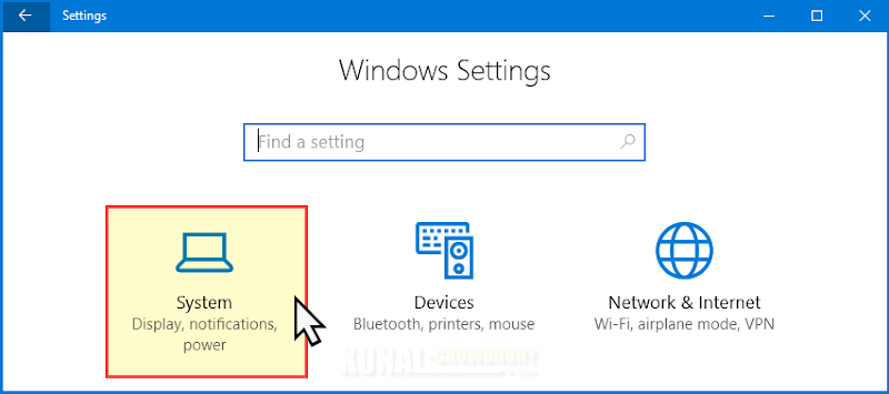 Windows 10 System Settings (www.kunal-chowdhury.com)