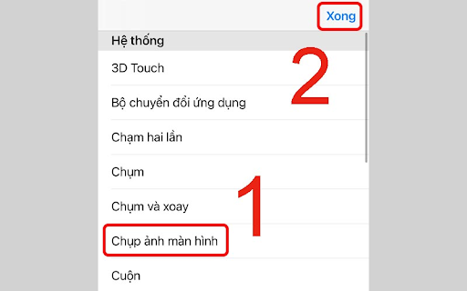 Cài đặt chụp ảnh màn hình