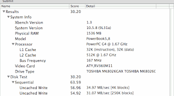 PowerBookG4 HDD起動ベンチマーク