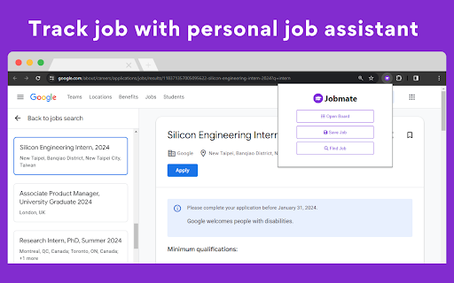 JobMate - Job Application Tracker & Internship Search