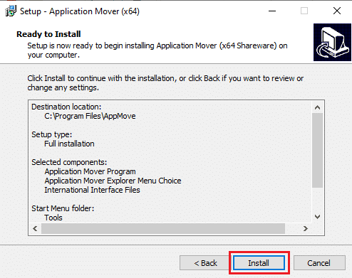 Cliquez enfin sur le bouton Installer pour lancer l'installation