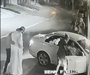 CCTV footage captured the moment a gang of robbers descended on their unsuspecting victims.