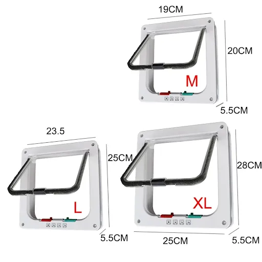 With 4 Way Lock Security Flap Door Dog Cat Flap Door For Dog Cat Kitten Cat Puppy Safety Gate Small Pet Supplies ABS Pla