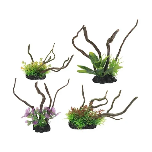 Decorative Fake Water Plants Simulation Ornaments Aquarium Landscaping Accessories Fish Tank Driftwood Tree Root Decorat