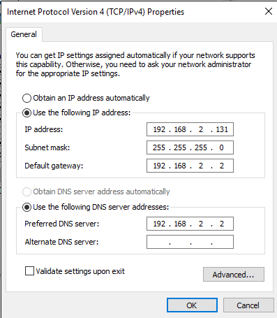 propriétés de l'adresse IP