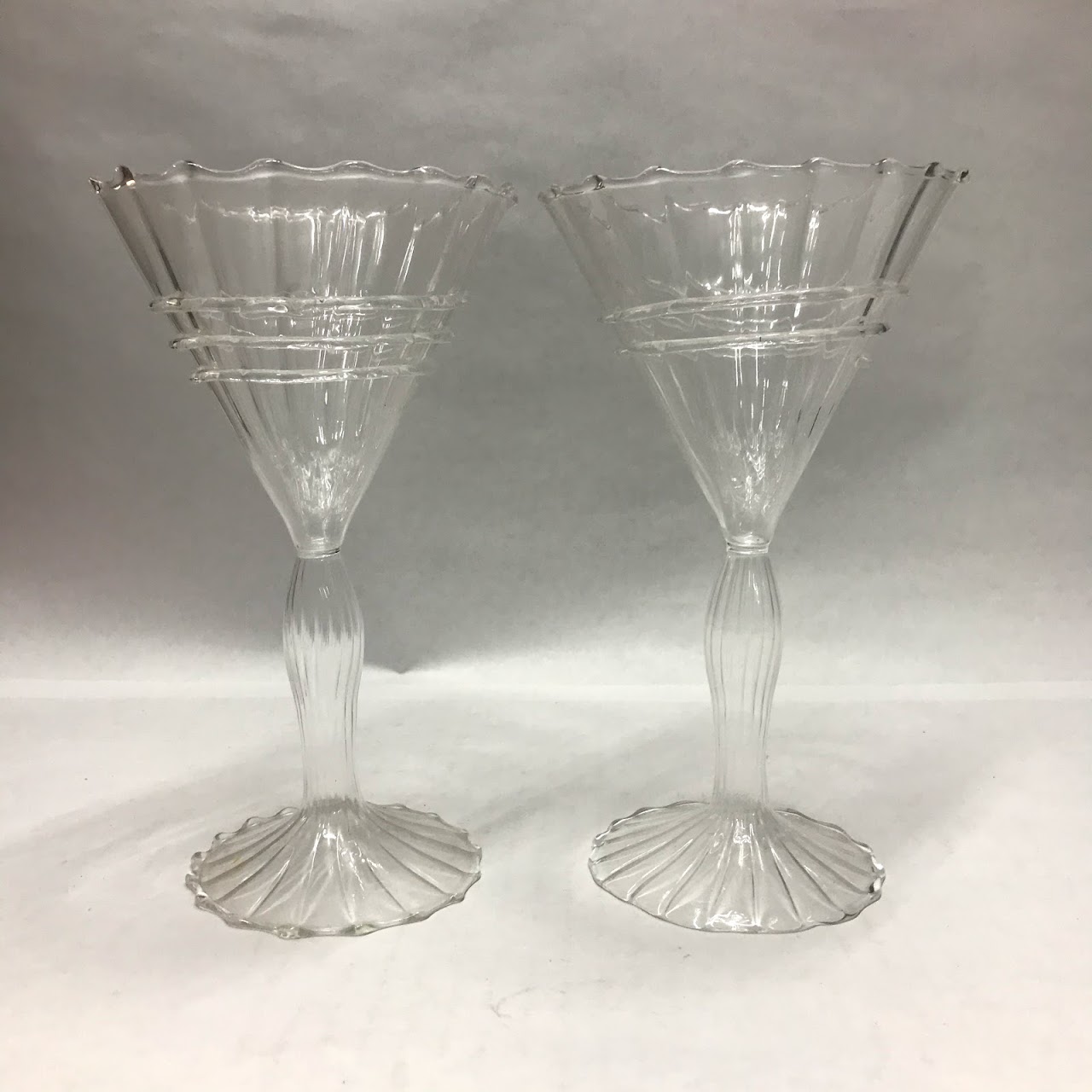 Venetian Glass Martini Glass Pair