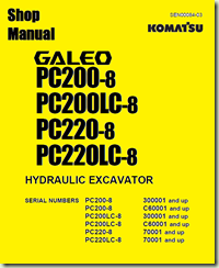 eBoook  Shop Manual KOMATSU Hydraulic Excavator PC200-8, PC200LC-8, PC220-8, PC220LC-8