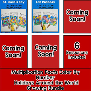 Holidays Around the World Color By Number Multiplication Bundle