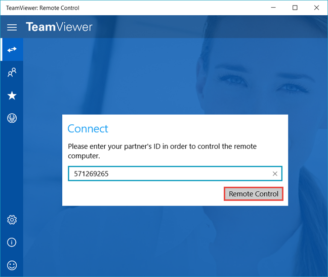 TeamViewer: Afstandsbediening, app, Windows