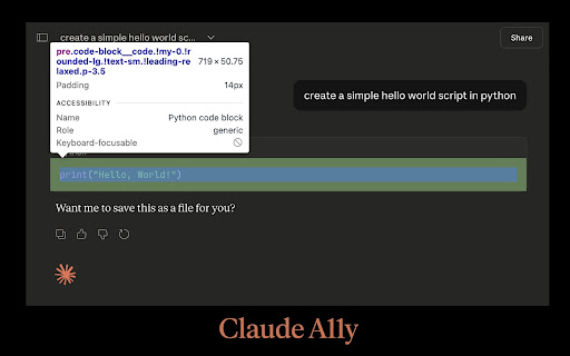 Claude A11y screenshot 1