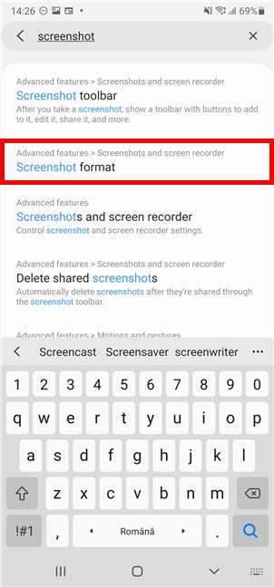 Accedi al formato Screenshot o a qualsiasi voce simile sul tuo dispositivo Android