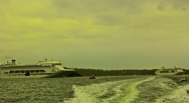 P&O Liners at anchor. Celebrating Australia Day in Sydney Harbour