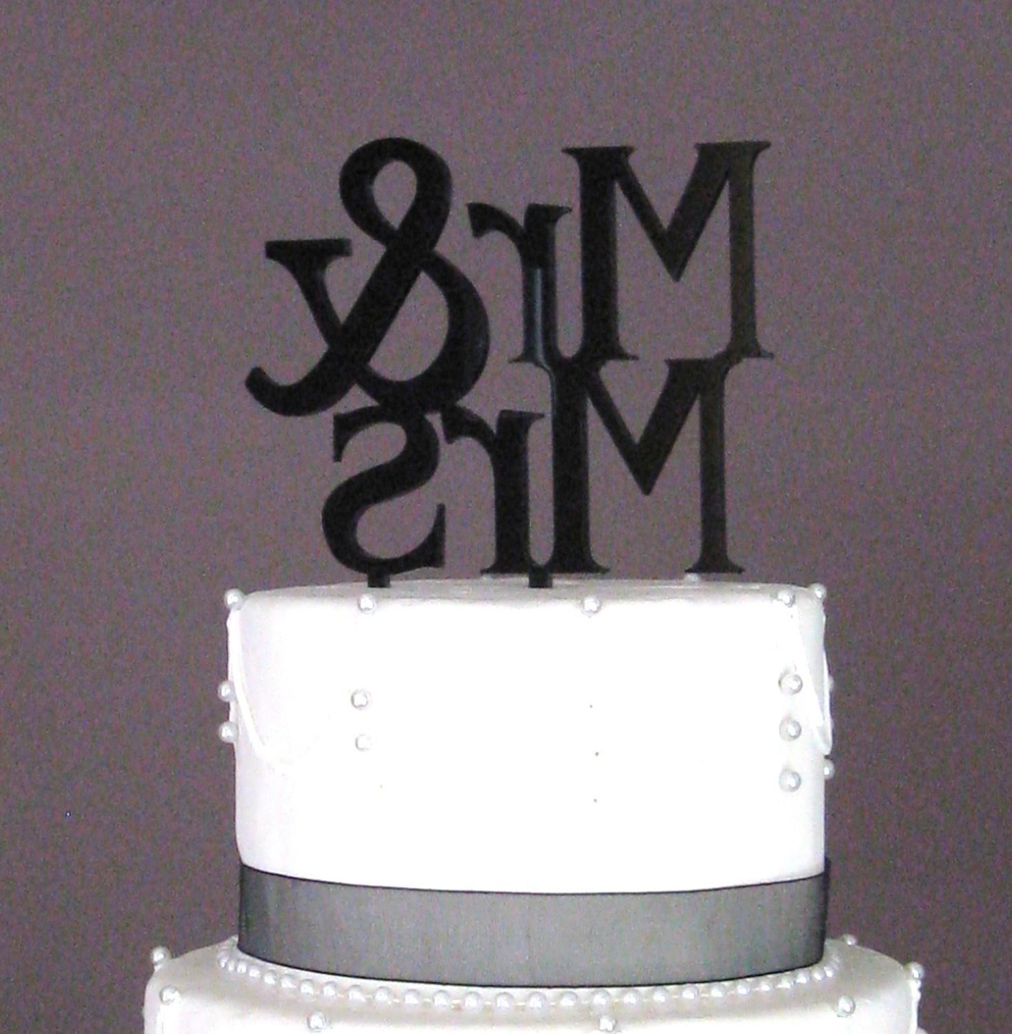 Black MR AND MRS Cake Topper