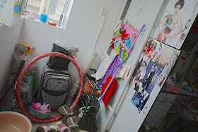 various items inside a female dormitory room at Central South University of Forestry and Technology in Changsha, China.